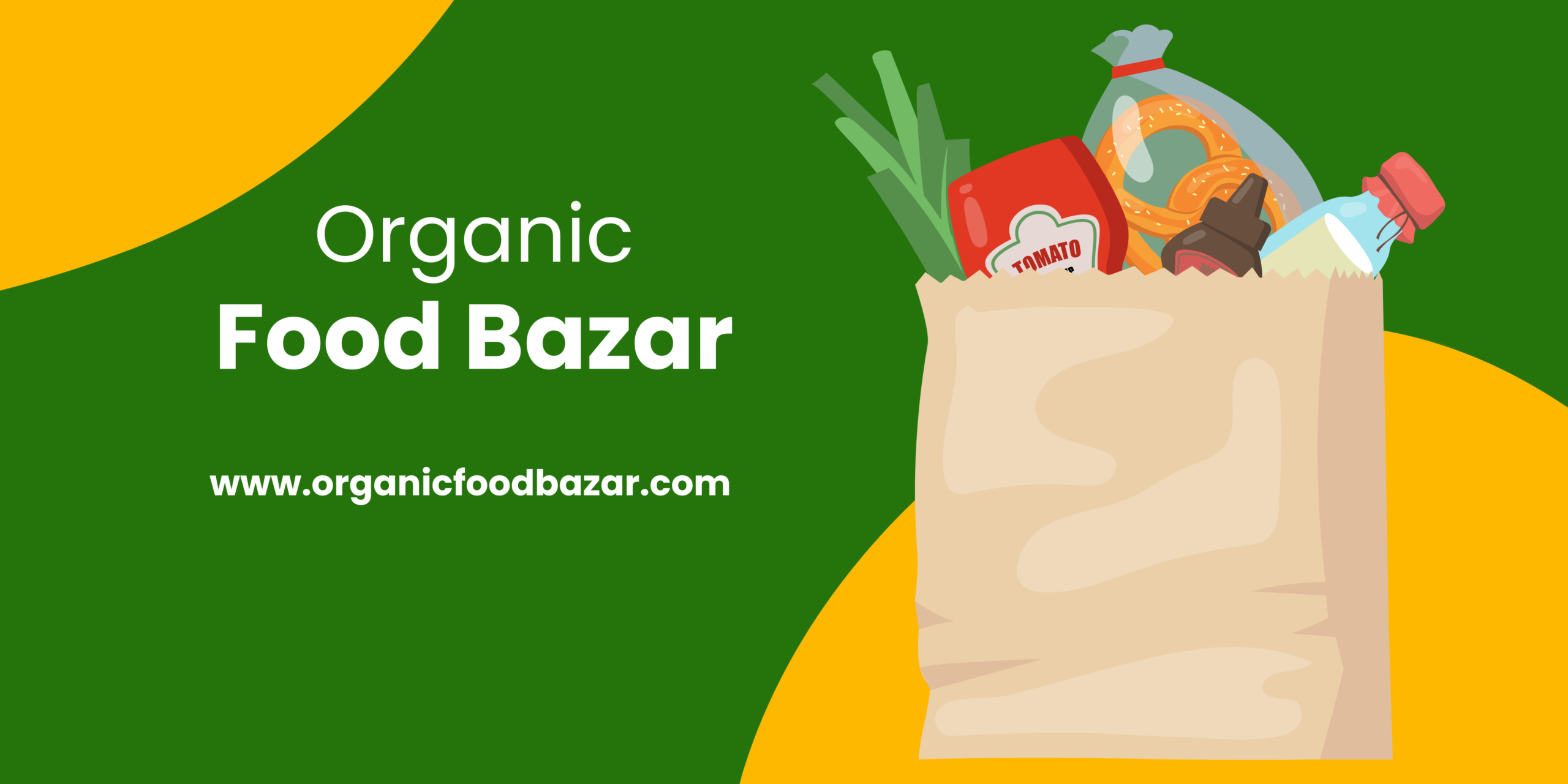 Green and Yellow Modern Organic Food Market Banner